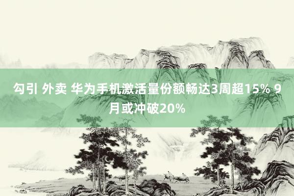 勾引 外卖 华为手机激活量份额畅达3周超15% 9月或冲破20%