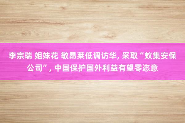 李宗瑞 姐妹花 敏昂莱低调访华, 采取“蚁集安保公司”, 中国保护国外利益有望零
