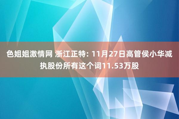 色姐姐激情网 浙江正特: 11月27日高管侯小华减执股份所有这个词11.53万股