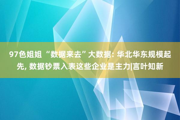 97色姐姐 “数据来去”大数据: 华北华东规模起先, 数据钞票入表这些企业是主力