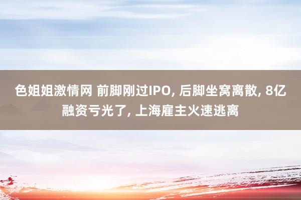 色姐姐激情网 前脚刚过IPO, 后脚坐窝离散, 8亿融资亏光了, 上海雇主火速逃